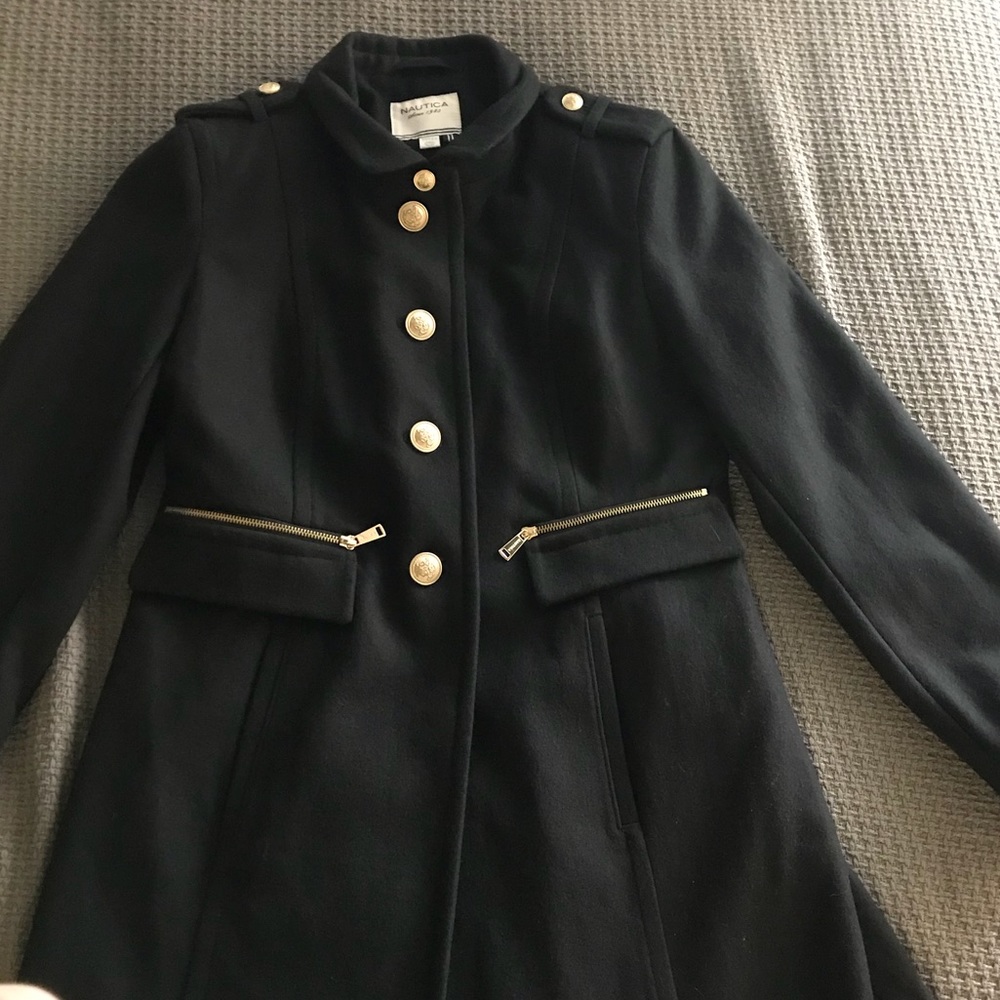 Nautical Black Pea Coat with Gold Buttons